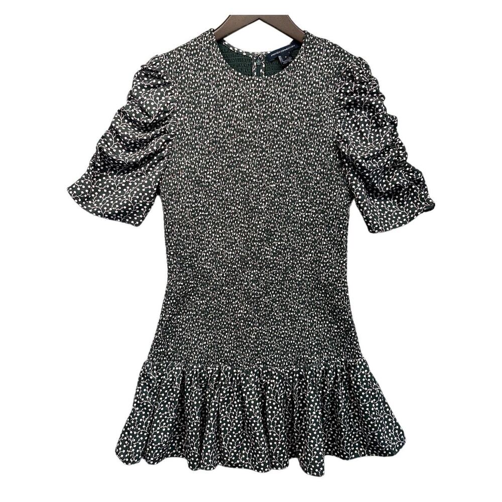 French Connection Womens Dress Smocked Ruched Ruffled Size Medium Floral NWT